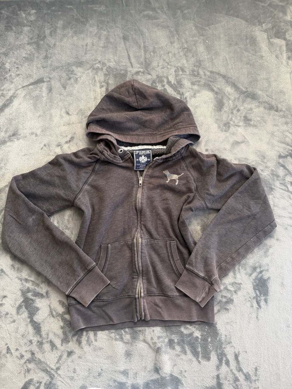 Victoria's Secret PINK Y2K Wish For Pink Rhinestone Zip Up Hoodie Brown Medium